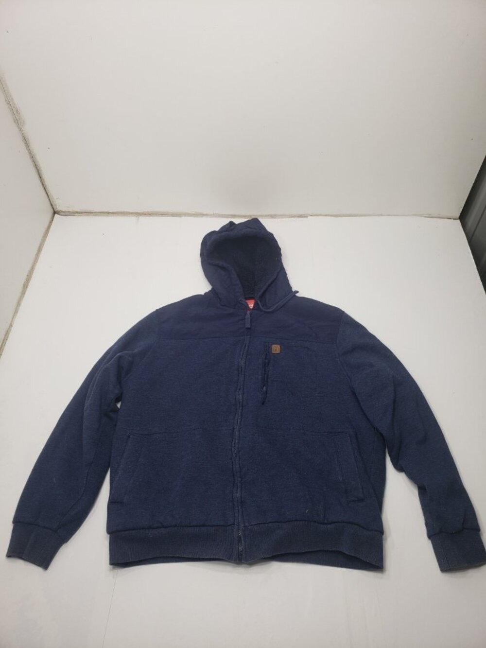 Coleman Sweatshirt Jacket Sz Large Zip Up Fleece Lined Sherpa Hoodie Blue